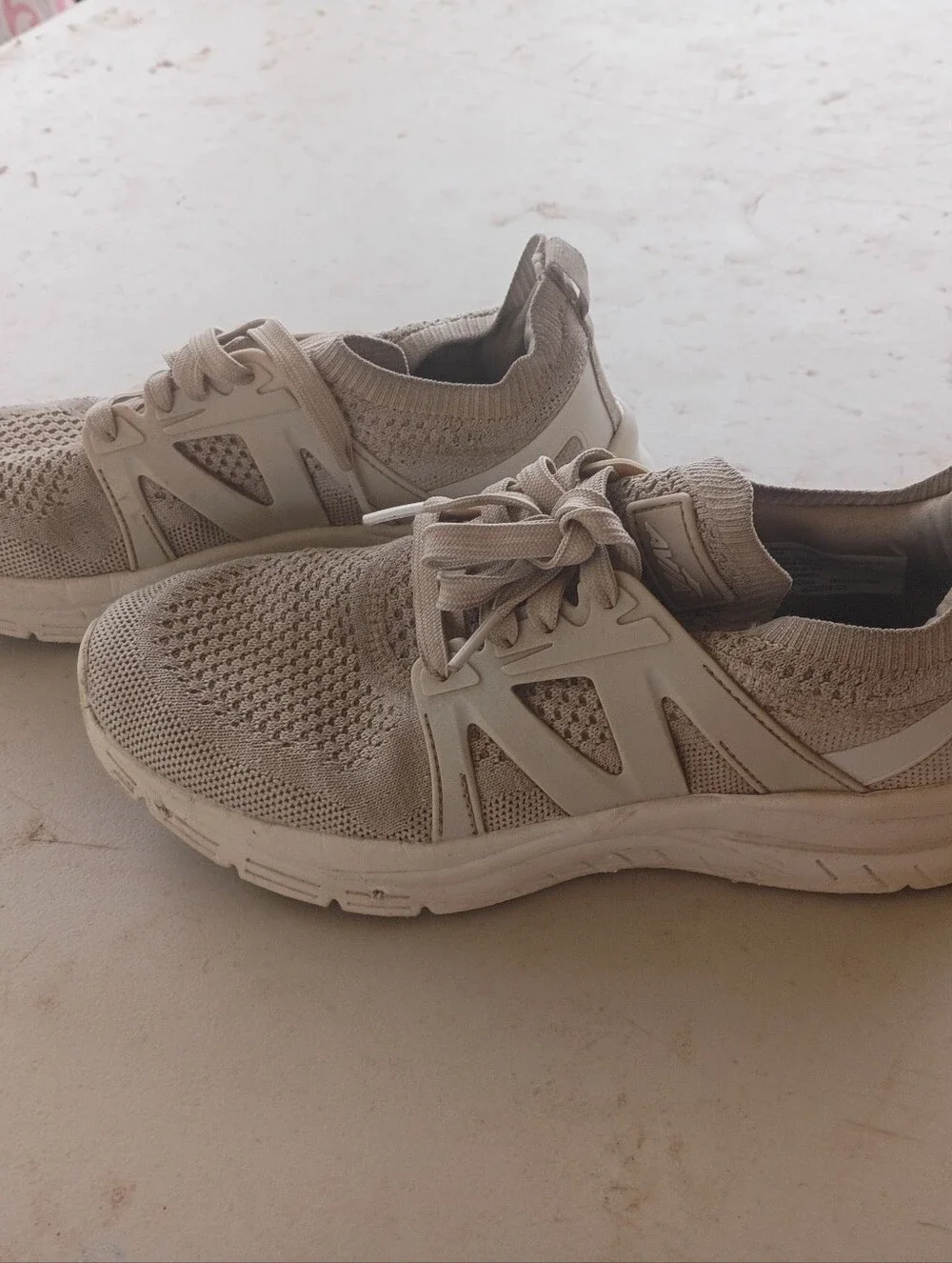 Avia Men's Knit Lace-Up Athletic Sneakers in Beige